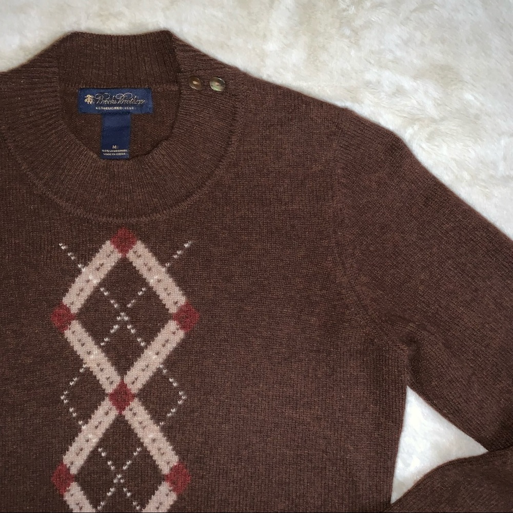 Brooks Brothers 100% Lambswool Brown Sweater Sz M